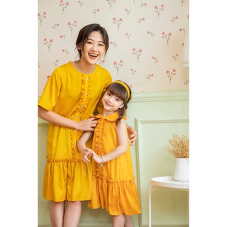 Váy thiết kế đôi mẹ và bé, vải lụa Ruby,  kiểu dáng bay bổng thướt tha