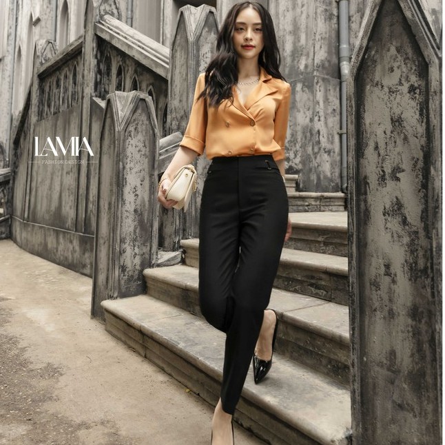 LaMia Design sơ mi nữ vàng LA059