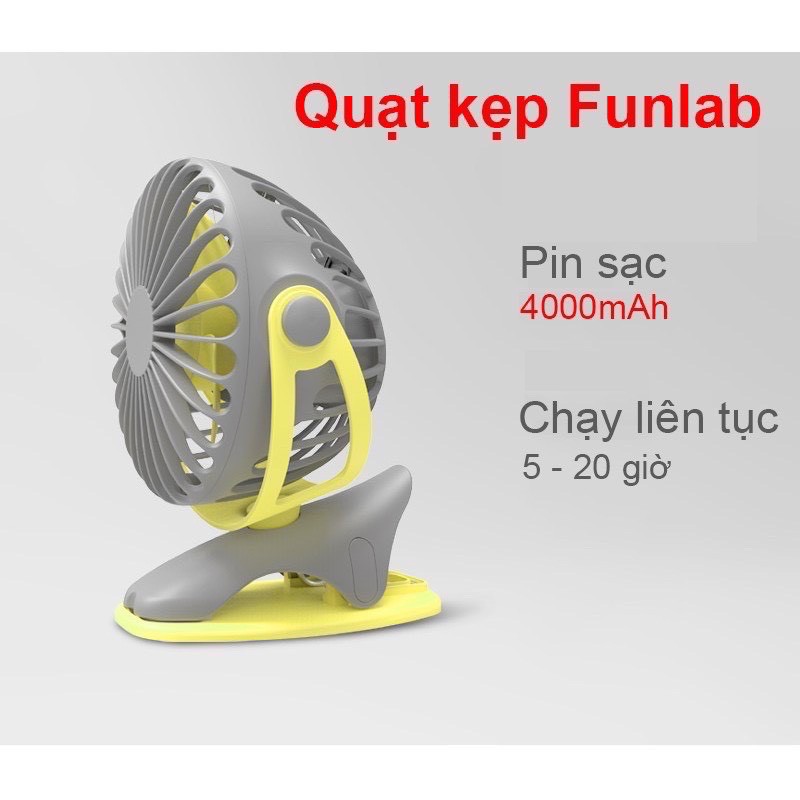 Quạt sạc mini Funlab / Quạt Funlab kẹp xe đẩy cho bé [Bảo hành 2 tháng]