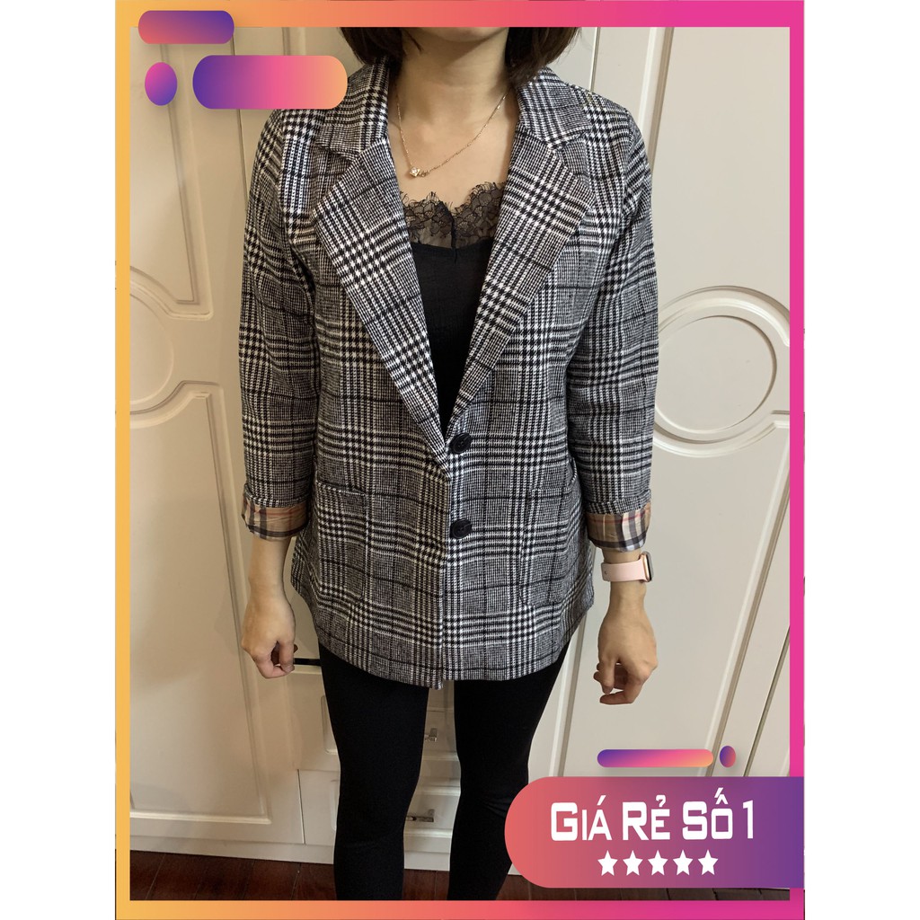 áo khoác blazer kẻ chất dạ mỏng hàng đẹp thương hiệu T-Linh