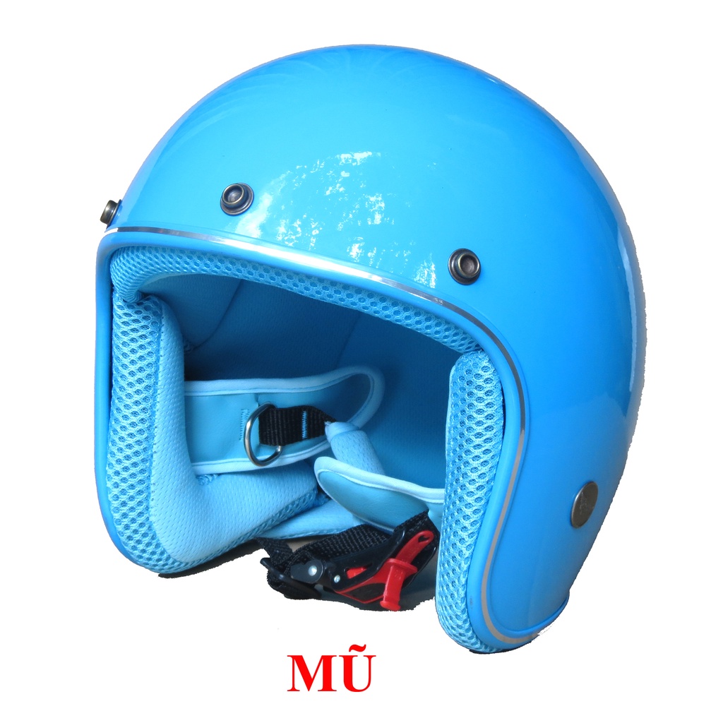 Mũ bảo hiểm 3/4 nón bảo hiểm 3/4 NTMAX xanh bóng lót xanh