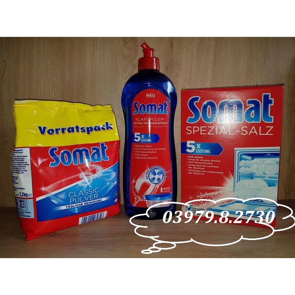 Combo bộ 3 loại Somat: Bột 1.2kg + nước bóng 750ml + muối 1.2kg