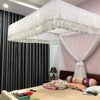 Màn khung vuông phối ren kiểu (kèm khung và không khung)