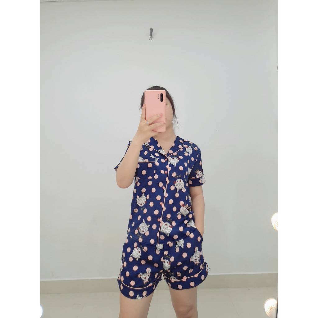 Đồ Bộ Pijama Satin Đùi - Form dưới 60kg