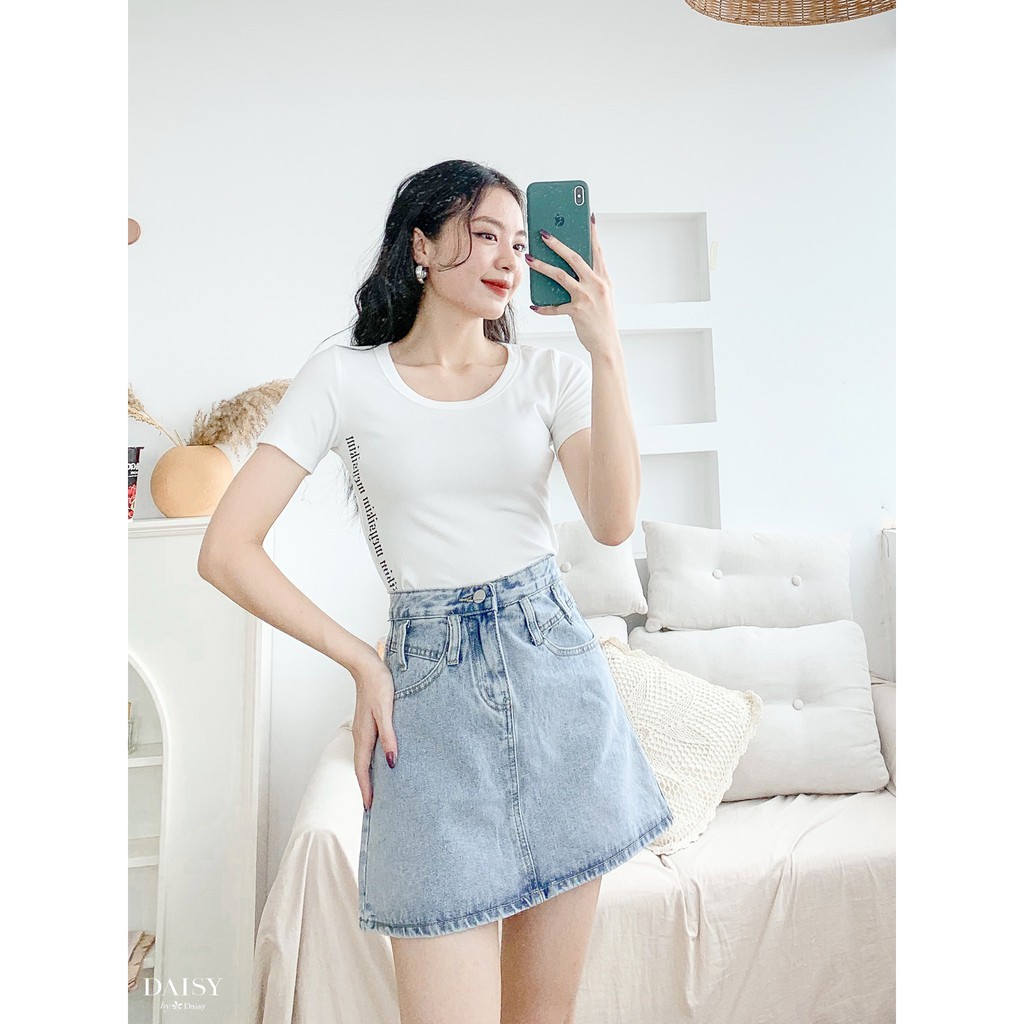 322097 - Chân váy jean chữ A đỉa lệch Daisy