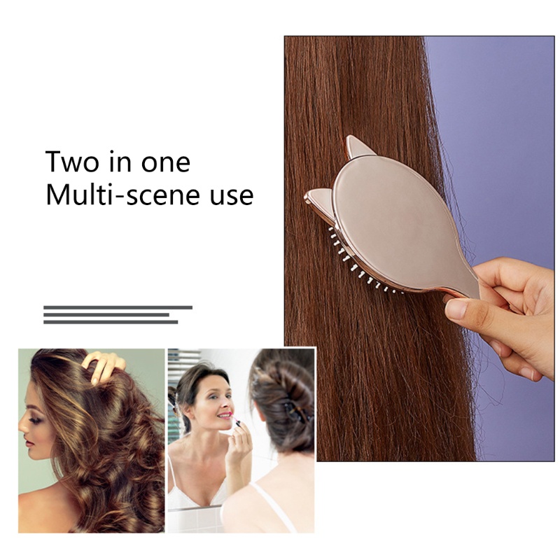 Youyo Bộ Gương Lược Chải Massage Da Đầu Tạo Kiểu Tóc Mèo Dễ Thương Cho Nữ YOUYO