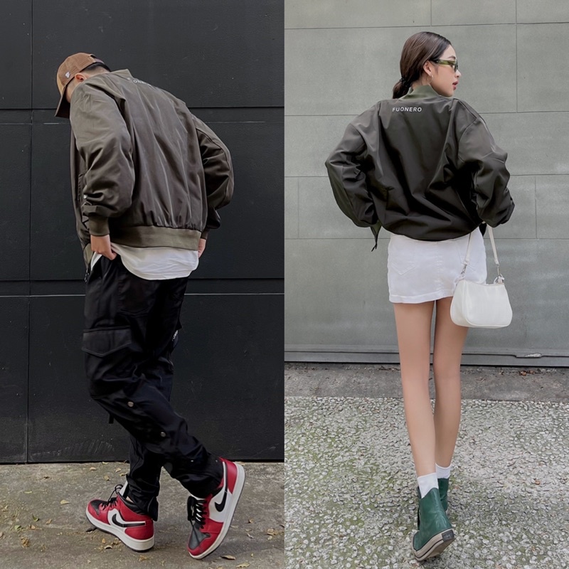 Áo khoác bomber rêu - olive bomber jacket