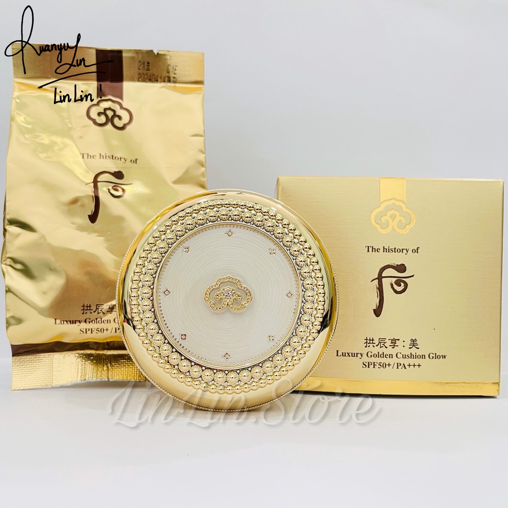 Set phấn nước Whoo Luxury Golden Cushion Glow 2 Sản Phẩm, Độ che phủ cao, SPF50+/ PA+++ | BigBuy360 - bigbuy360.vn