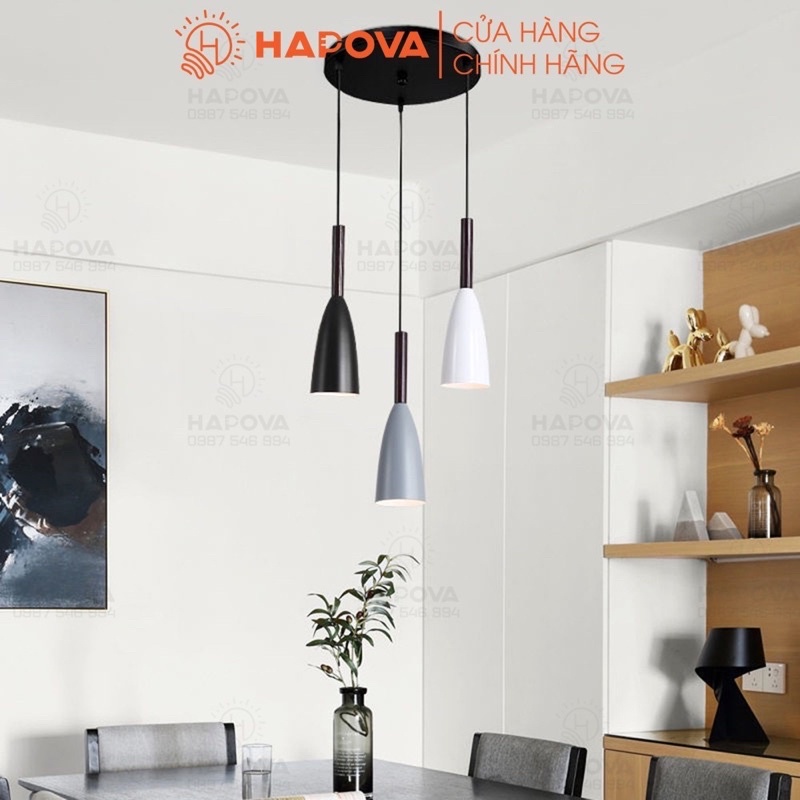 Bộ 03 Đèn thả trần chuôi gỗ HAPOVA RÍTAMS 7582/3