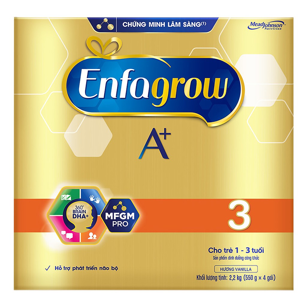 Sữa Enfagrow A+ số 1, 2, 3, 4 , hộp giấy BIB  2,2 kg (gồm 4 gói x 550g) Date MỚI 2022, CHÍNH HÃNG