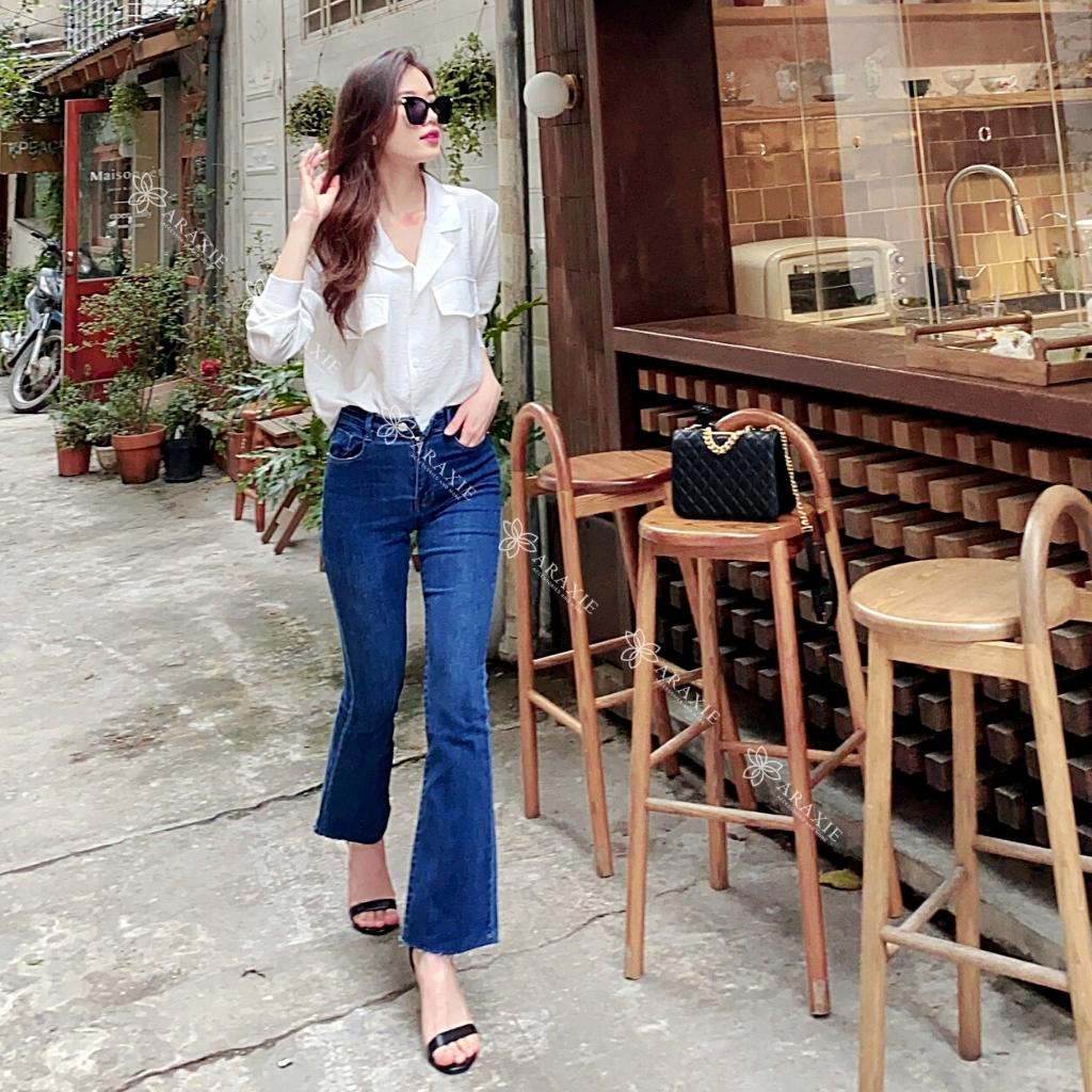 Áo sơ mi nữ form rộng Araxie sơ mi nữ kiểu dài tay màu trắng cổ vest dáng Hàn Quốc công sở bánh bèo ASM0122