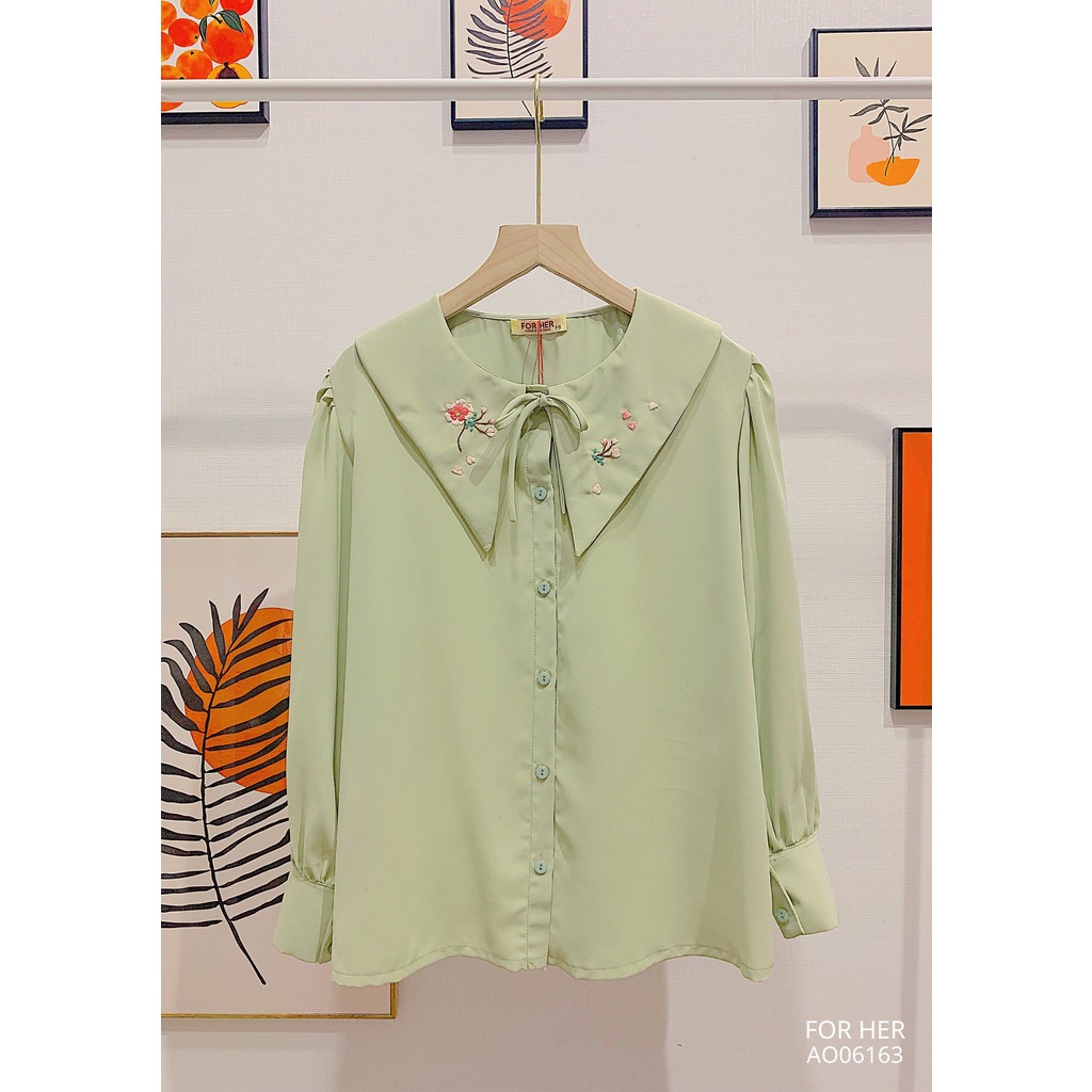 [Mã 33FASHIONSALE giảm 12% đơn 99K] Áo cổ nhọn hoa thêu AO0616
