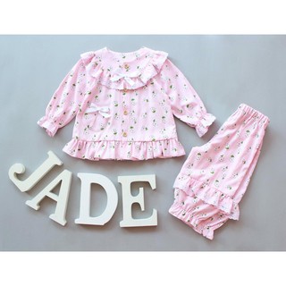 Set bộ đồ bé gái: Bộ Jade hoa dài tay thu đông chất liệu đũi Hàn mềm mịn mát cho bé gái V41, quần áo cho bé Namkidshop