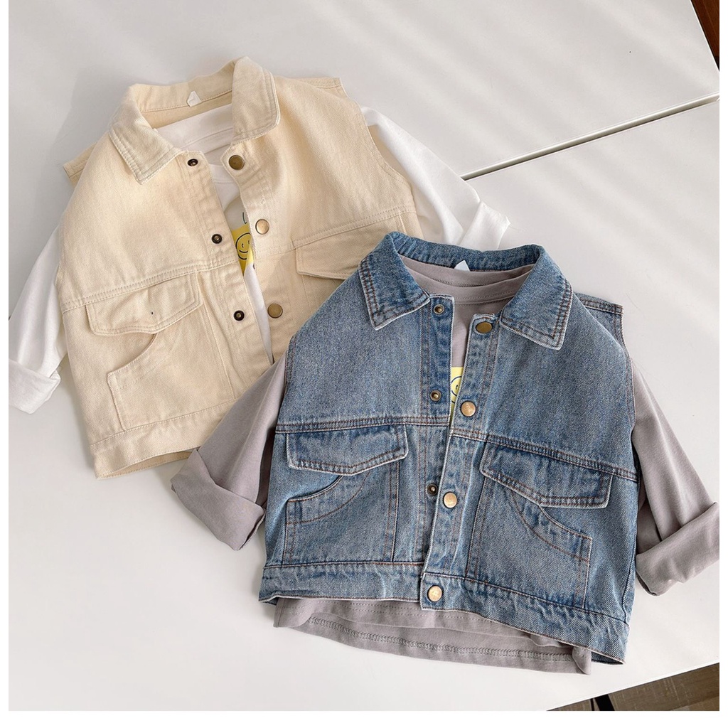 Áo gi lê cho bé trai và bé gái, áo jeans phong cách_T4