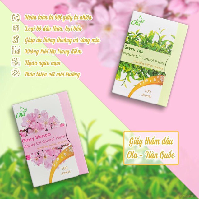 Giấy Thấm Dầu Ola Nature Oil ConTrol Paper Hàn Quốc 100pcs