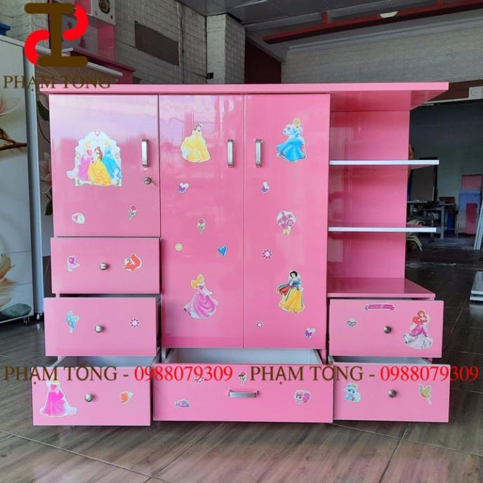 Tủ quần áo trẻ em màu hồng kèm kệ cho bé gái   Miễn phí giao hàng