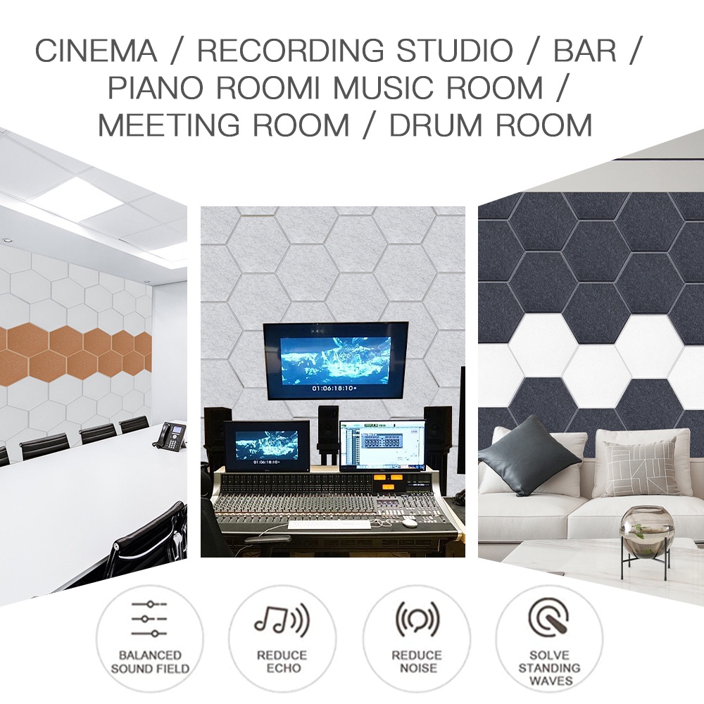 Nhãn dán tường hình lục giác 3D dày dặn cách âm trang trí phòng trẻ em