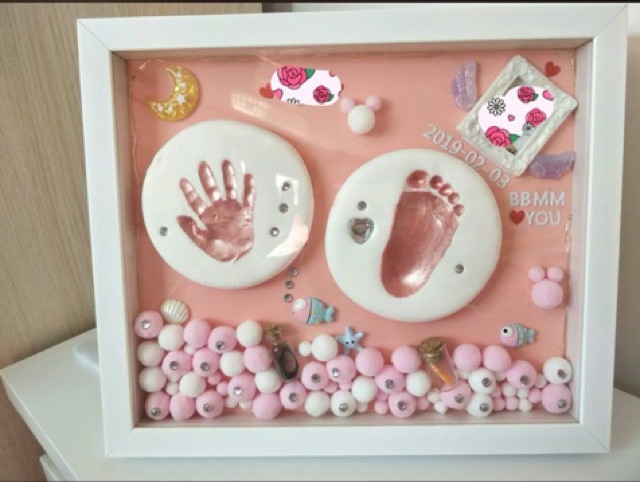 [Hàng sẵn+hộp quà+túi quà+khung bằng gỗ] Bộ khung ảnh in dấu chân tay bé | BigBuy360 - bigbuy360.vn