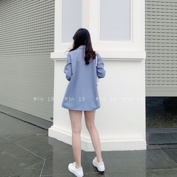 Áo vest nữ blazer công sở Hàn Quốc bigsize 1 lớp form rộng dáng dài tay dài cao cấp màu đen xanh be thời trang