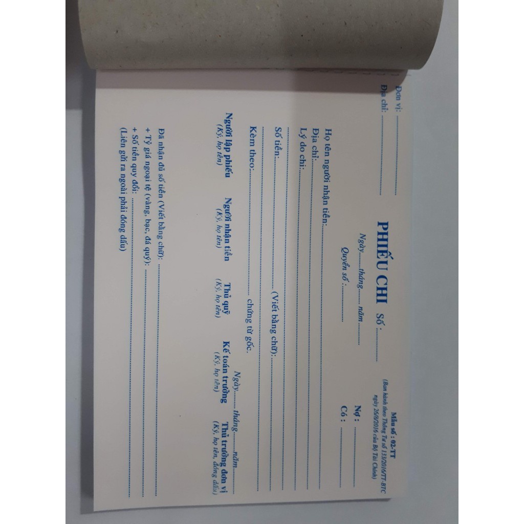 Bộ 4 cuốn phiếu thu  2 liên