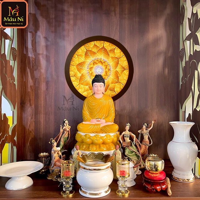 ĐÈN THỜ  MÂU NI tròn -  - đặt sau tượng thờ tuyệt đẹp