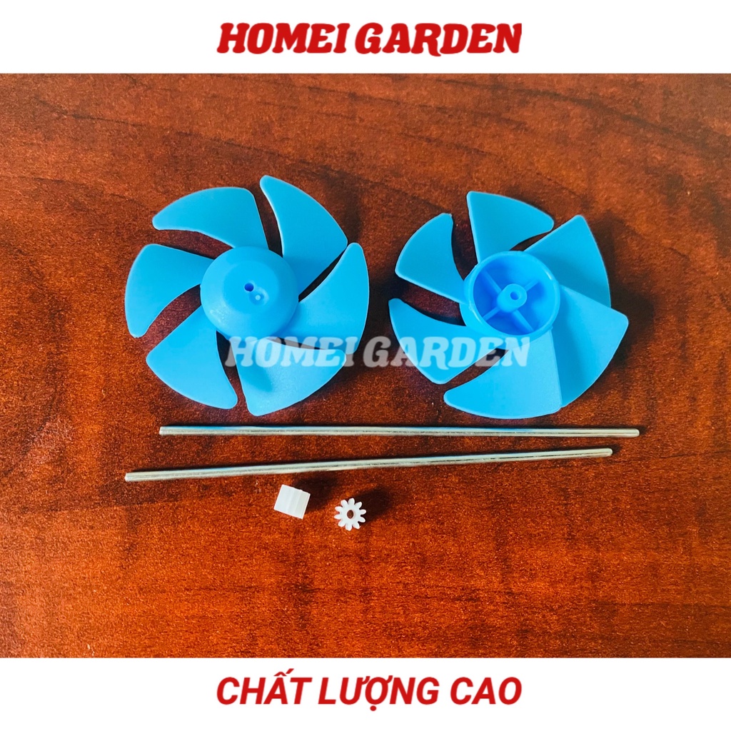 Bộ 2 chân vịt nhựa 6 cánh 50mm kèm 2 trục 2mm 2 khớp nối nhựa chế thuyền - HM0056