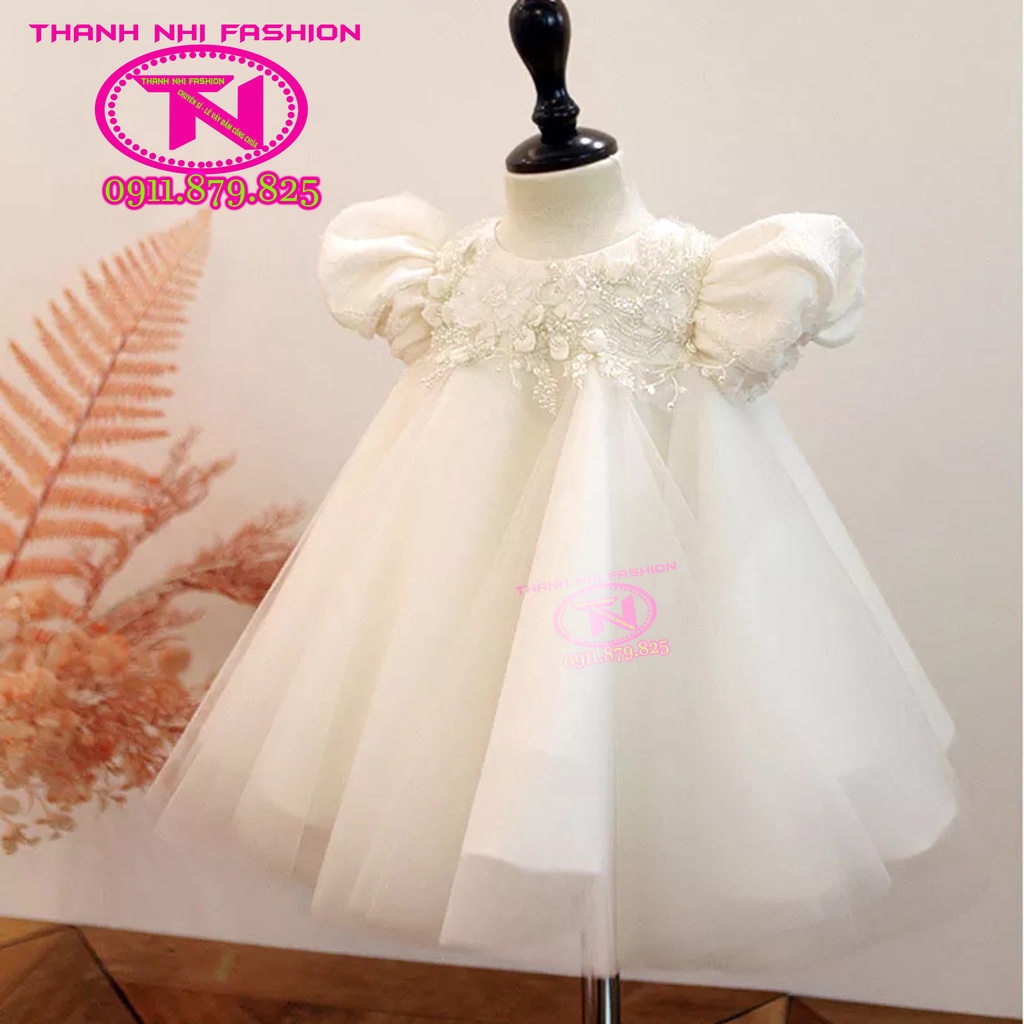 Váy Công Chúa cao cấp Lưới kết hoa - Váy bé gái hàng Thiết kế cao cấp Thanh Nhi Fashion TN014