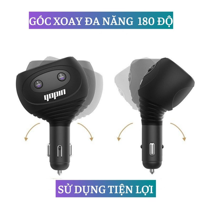 Tẩu Sạc Ô Tô Xe Hơi 2 cổng usb 3.1A chia 2 tẩu 12v - 24v, Tẩu Chia Sạc Ô Tô có đèn led hiển thị điện áp Yopin