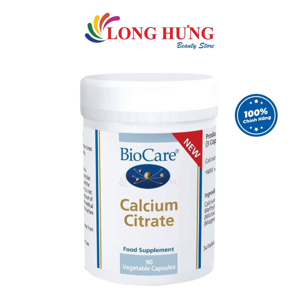 Viên uống Canxi BioCare Calcium Citrate chống loãng xương, phát triển xương và răng (90 viên)
