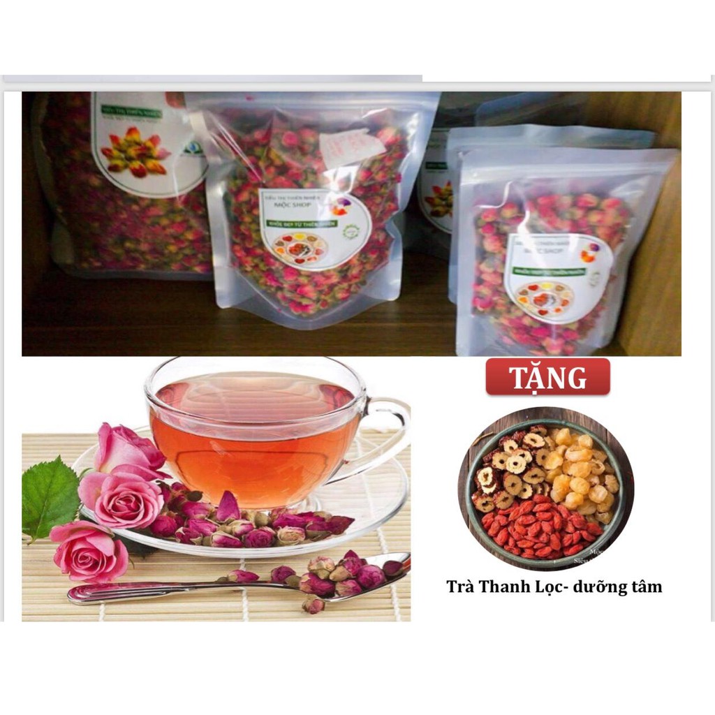 Trà nụ hoa hồng sấy lạnh không chất bảo quản (50 gr) Tặng 01 gói trà công thức