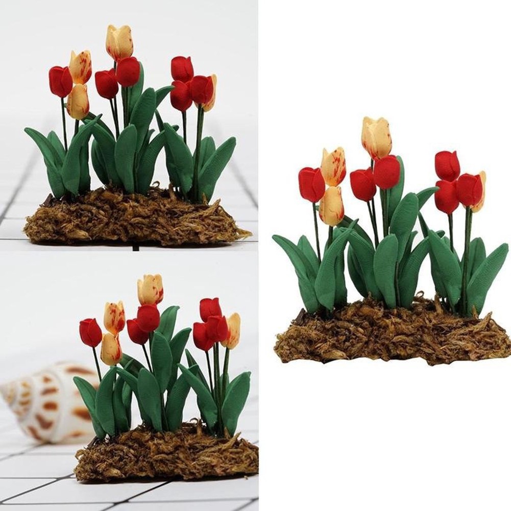 Hoa Tulip Nhân Tạo Trang Trí Nhà Búp Bê E21 Tỉ Lệ 1 / 12