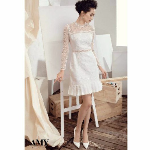 AMY STORE - Váy đuôi cá dài tay fs ren ,M