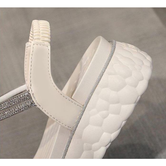 Sandal Chiều cao gót 5 cm Chiến Binh Dây Co Giãn Đính Đá Cổ Tích La Mã Cho Nữ