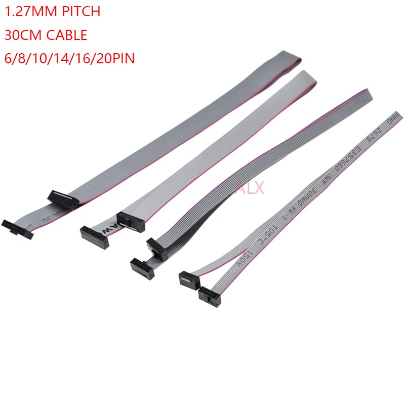 Cáp dữ liệu bản dẹt màu xám 1.27MM FC-6/8/10/14/16/20/40/50 PIN 30CM JTAG ISP cho hộp đổi chiều DC3 IDC