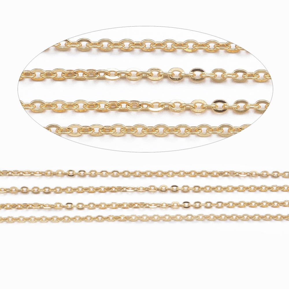 Dây mắt xích BENECREAT bằng thép không gỉ 304 mạ vàng cỡ 2x1.5x0.4mm