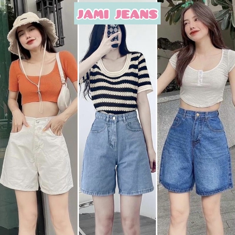 Quần Jean Ngố Nữ Lưng Cao From Rộng Tôn Dáng Basic Trơn Trắng Xanh Phong Cách Ulzzang