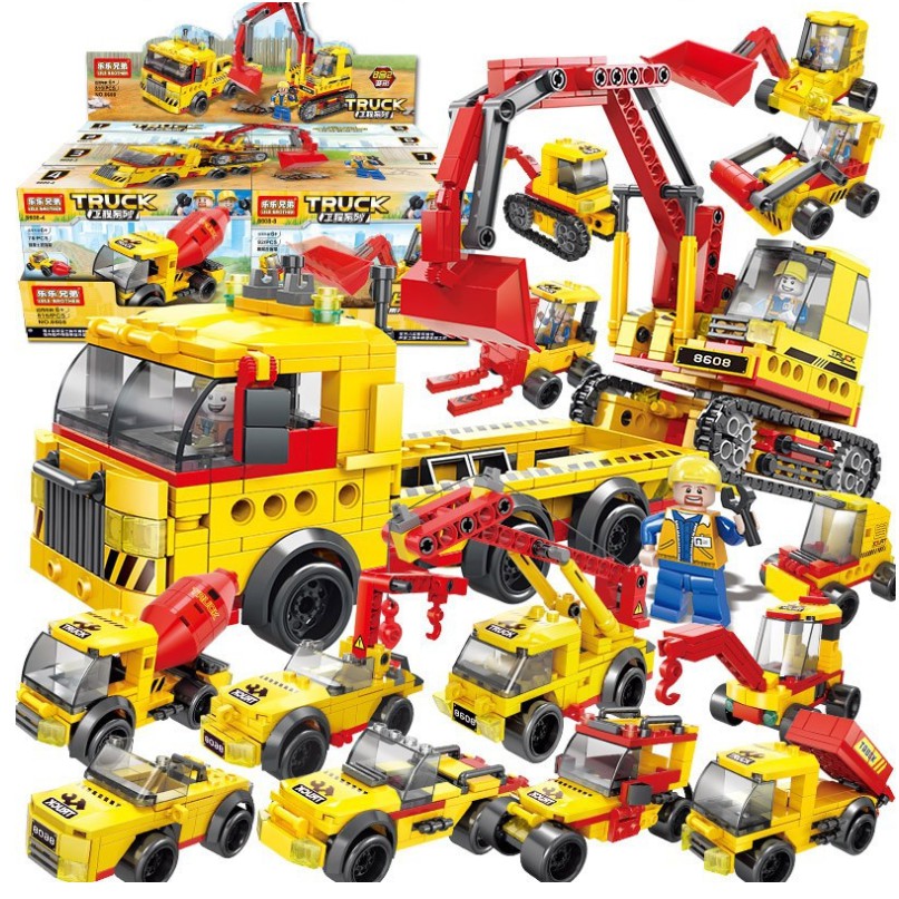 [816 CHI TIẾT] Bộ Đồ Chơi Lắp Ráp Xếp Hình LEGO OTO Biến Hình, Lắp Ráp Xe Cẩu, Máy Xúc, Xe Cứu Hỏa, Xe Tải