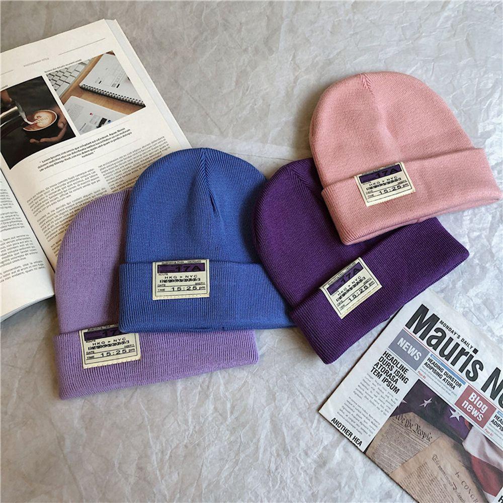Mũ Dệt Kim Màu Trơn Co Giãn Mềm Mại Thời Trang Thu Đông Cho Nam Và Nữ