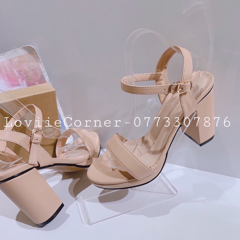 GIÀY CAO GÓT LOVIIECORNER - GUỐC SANDAL ĐẾ VUÔNG 9CM - SANDAL QUAI MẢNH ĐẾ ĐÚP - SANDAL CAO GÓT ĐÚP ĐẾ 10 PHÂN G200724