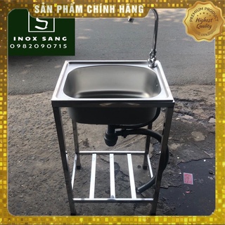 Chân chậu rửa chén inox đơn kt 40x50x80