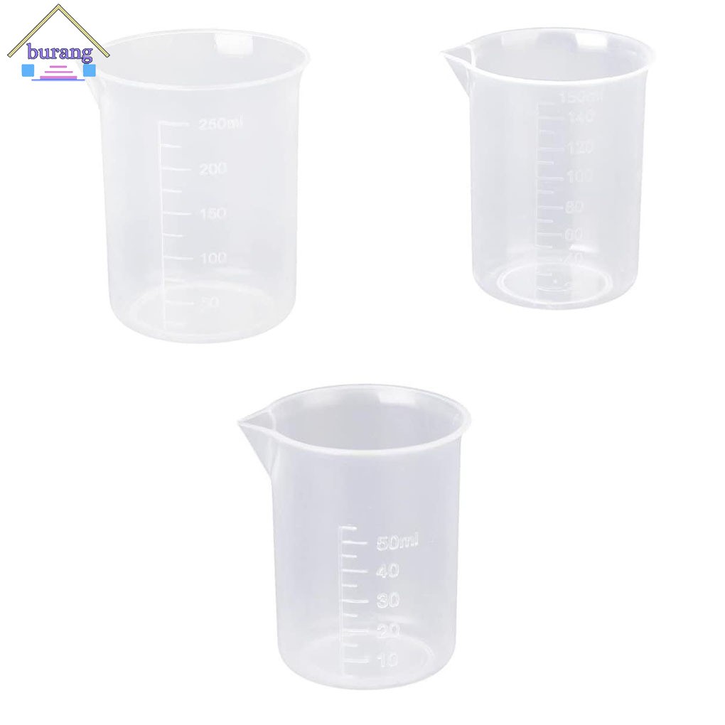 Bộ 3 cốc đo lường bằng nhựa dùng cho phòng thí nghiệm