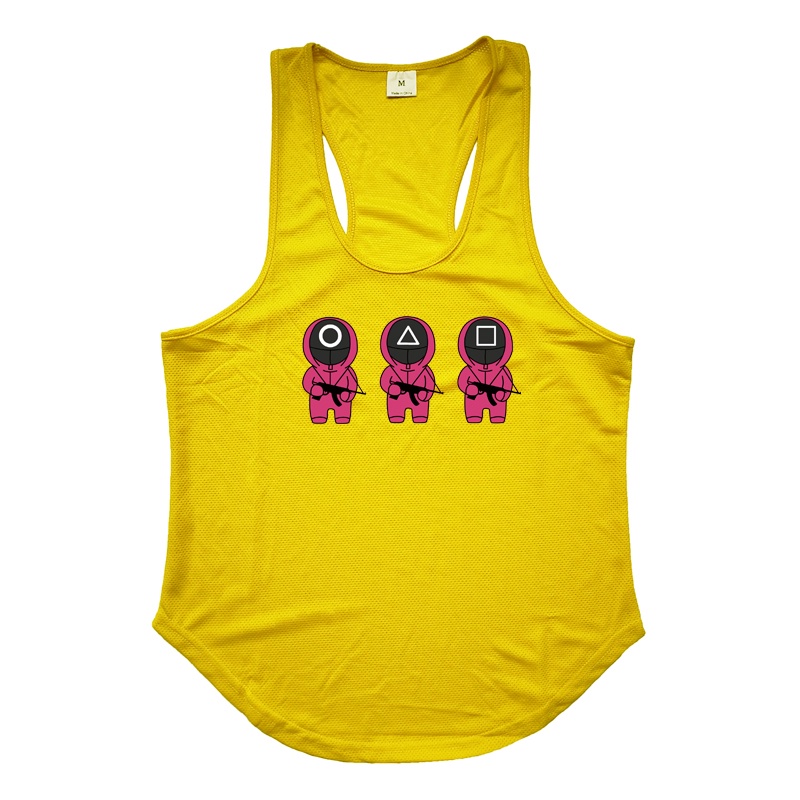 Áo tập gym nhanh khô làm bằng lưới có cỡ lớn họa tiết nhân vật trong phim squid  dành cho nam