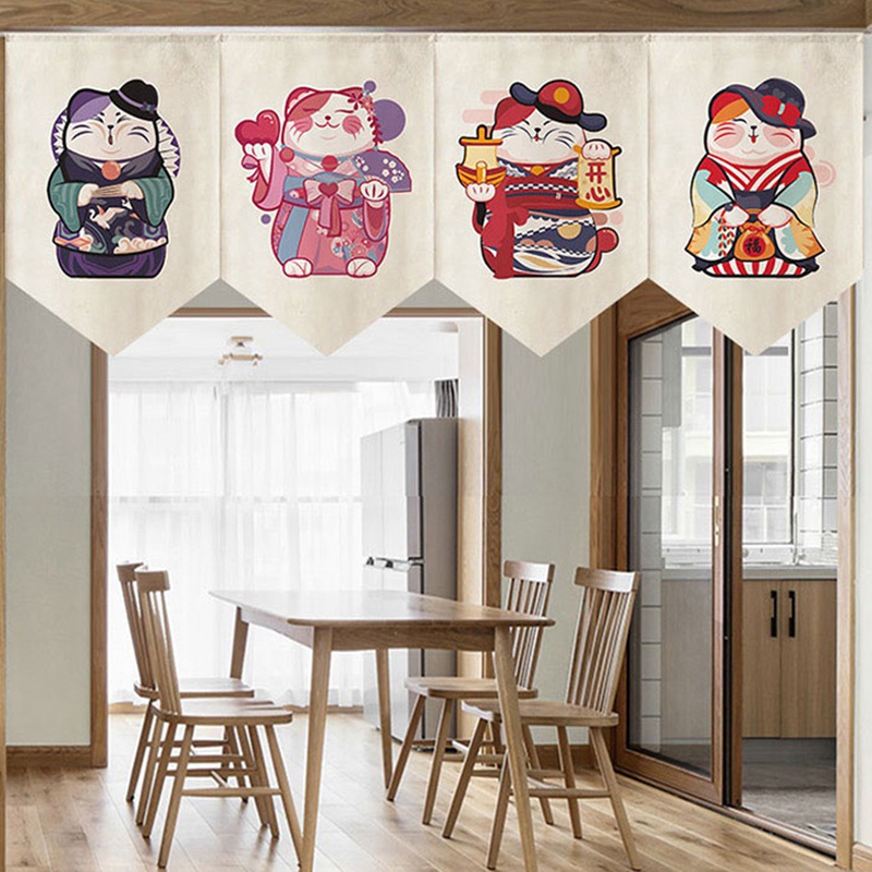 Rèm Cửa Dáng Ngắn Phối Khóa Dán Thiết Kế Xinh Xắn Tiện Dụng