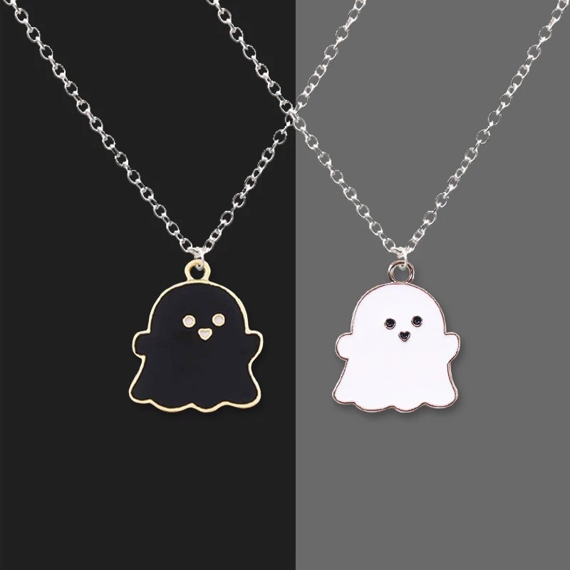 Vòng Cổ Choker Thiết Kế Hình Ma Màu Trắng/Đen/Xanh Dương Sáng Tạo Dễ Thương Thời Trang Dịp Halloween