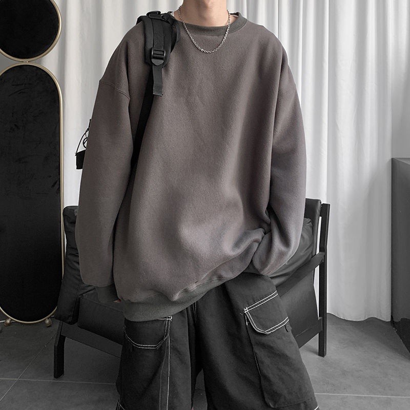 Áo Sweater Tay Dài Cổ Tròn Dáng Rộng Phong Cách Hàn Quốc Unisex Size M-5XL