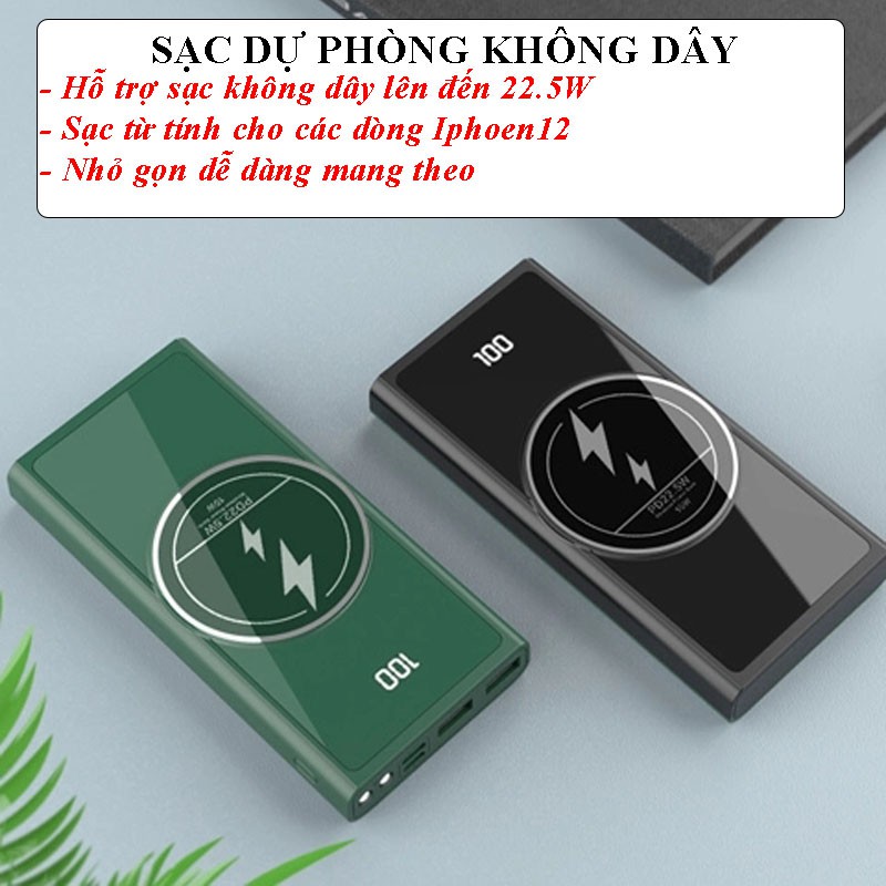 Sạc dự phòng không dây từ tính 10000mah Hỗ Trợ Sạc Nhanh 22.5W. Sạc nhanh Iphon SamSung op po.. Bảo hành 12 tháng