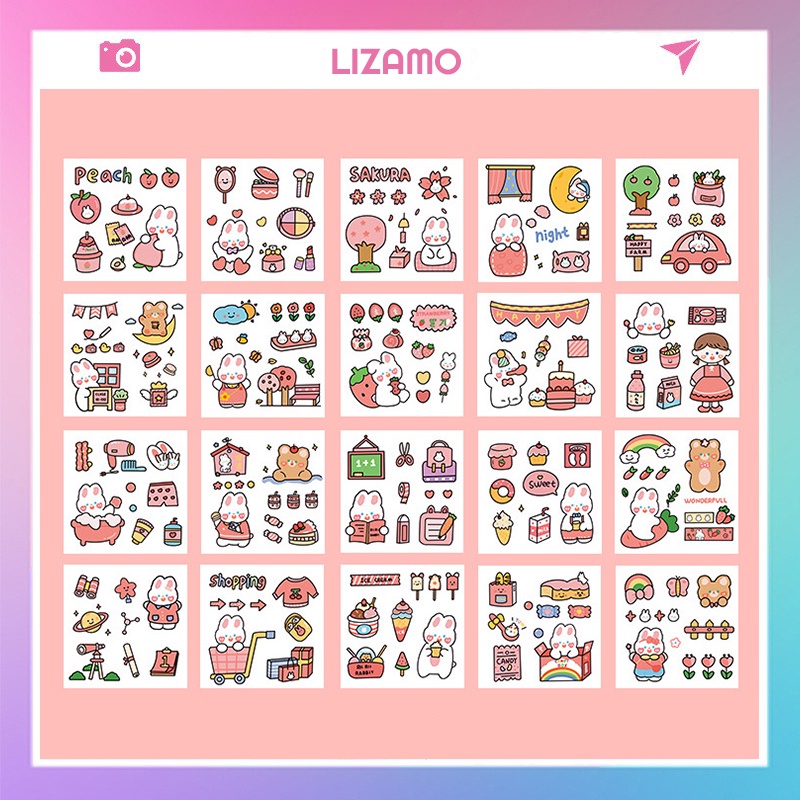 Sticker hình dán cute dễ thương trang trí vở sổ tay bình nước mũ bảo hiểm LIZAMO ST153