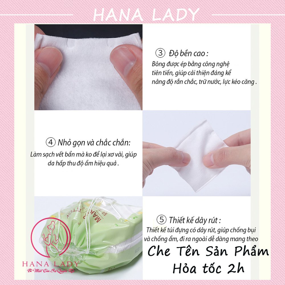 Bông tẩy trang 3 lớp FM Cotton Pads 222, túi khăn trang điểm làm sạch Lameila