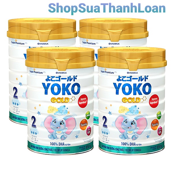 [HSD T6-2023] COMBO 4 LON SỮA BỘT YOKO 2 850G (CHO TRẺ TỪ 1 - 2 TUỔI)