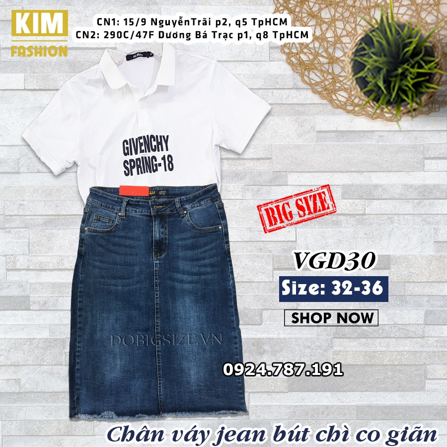 Chân Váy Jean Bút Chì Bigsize Co Giãn VGD30 size 32-36